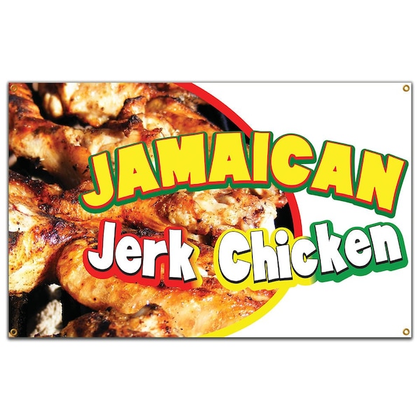 Signmission Jamaican Jerk Chicken Banner Concession Stand Food Truck Single Sided B-60 Jamaican Jerk Chicken19 - main